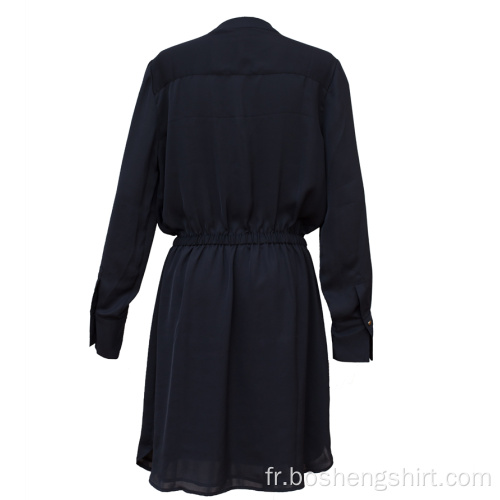 Robe pour femme à manches longues Robe de couleur pure